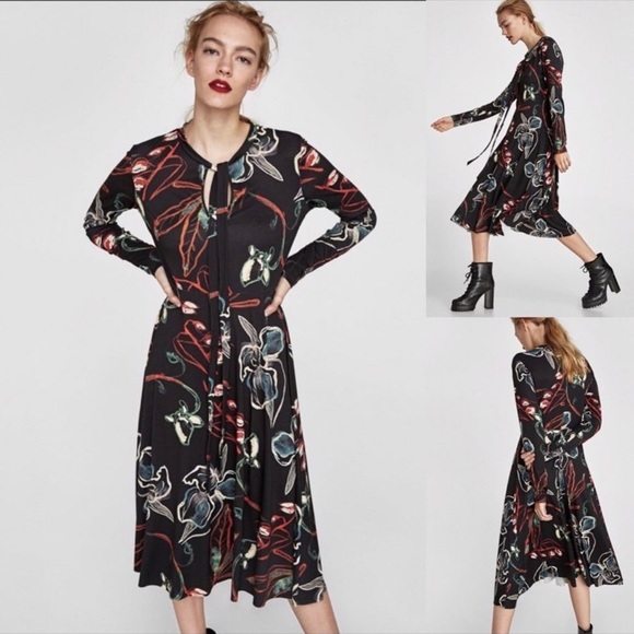 Zara Dresses & Skirts - Zara Keyhole Floral Dress